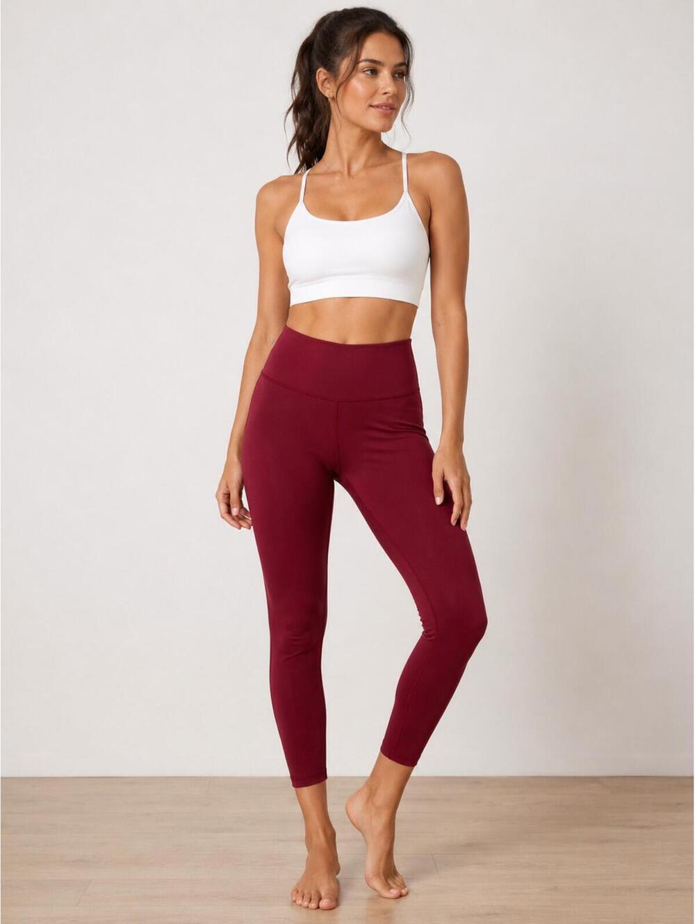 Fabletics Burgundy High Rise Cropped Leggings Women’s XS‎ Activewear